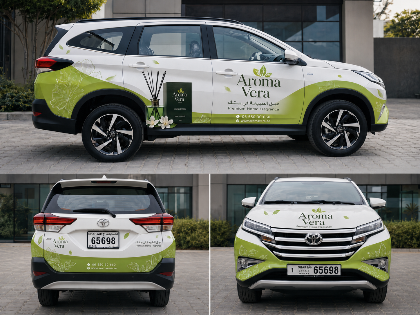 Aroma branded company car with custom vinyl graphics