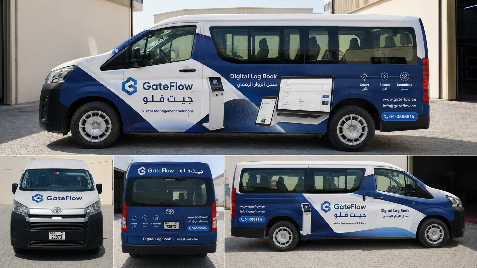 Gate Flow branded van with custom side and rear graphics