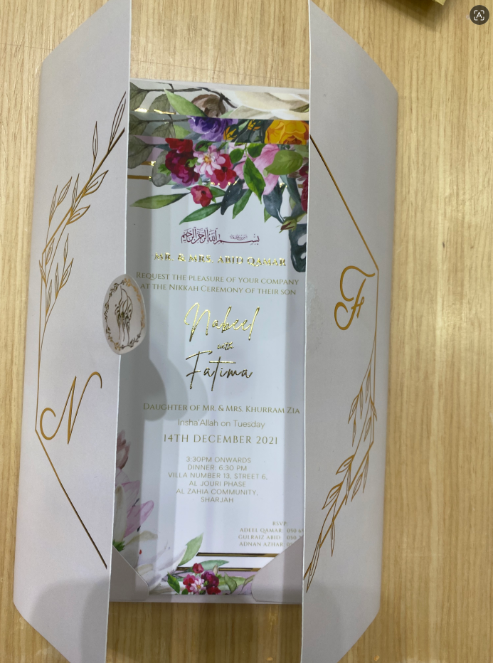 Wedding Invitation Design 02 by Blue Oasis Gifts Sharjah