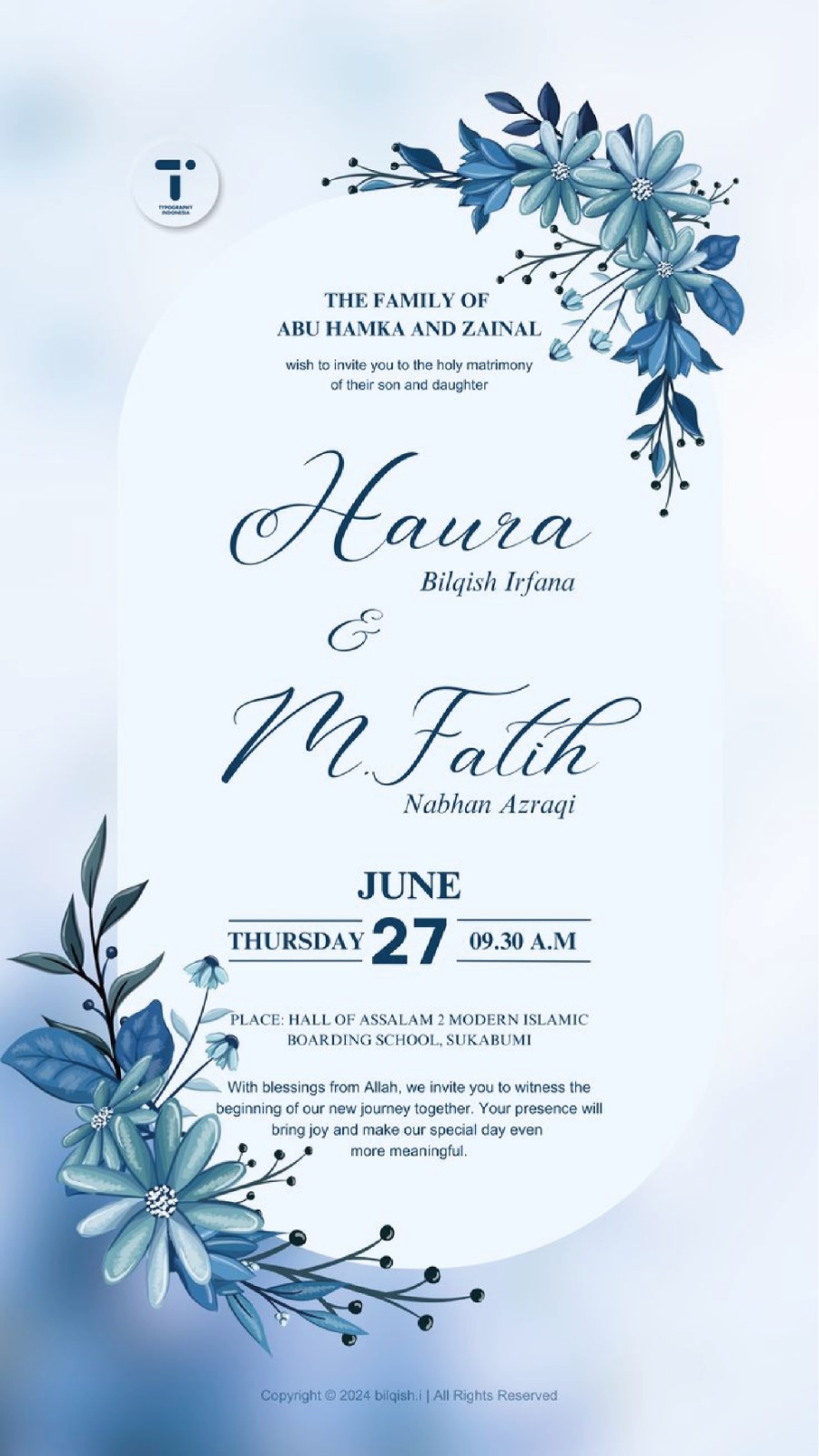 Wedding Invitation Design 01 by Blue Oasis Gifts Sharjah