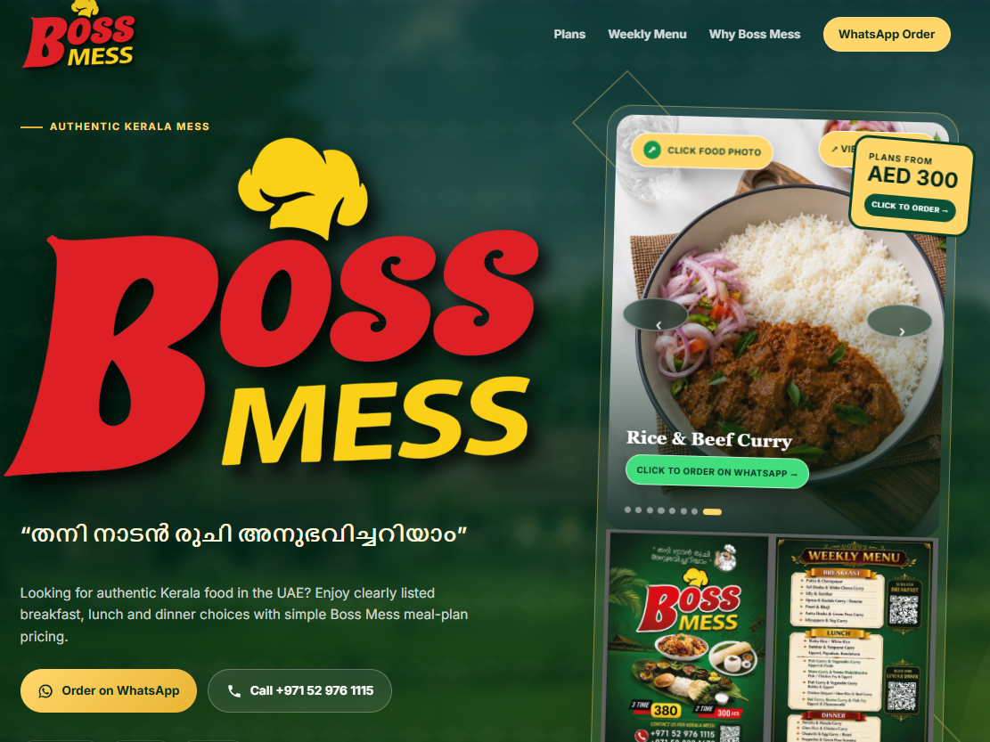 Boss Mess website created by Blue Oasis