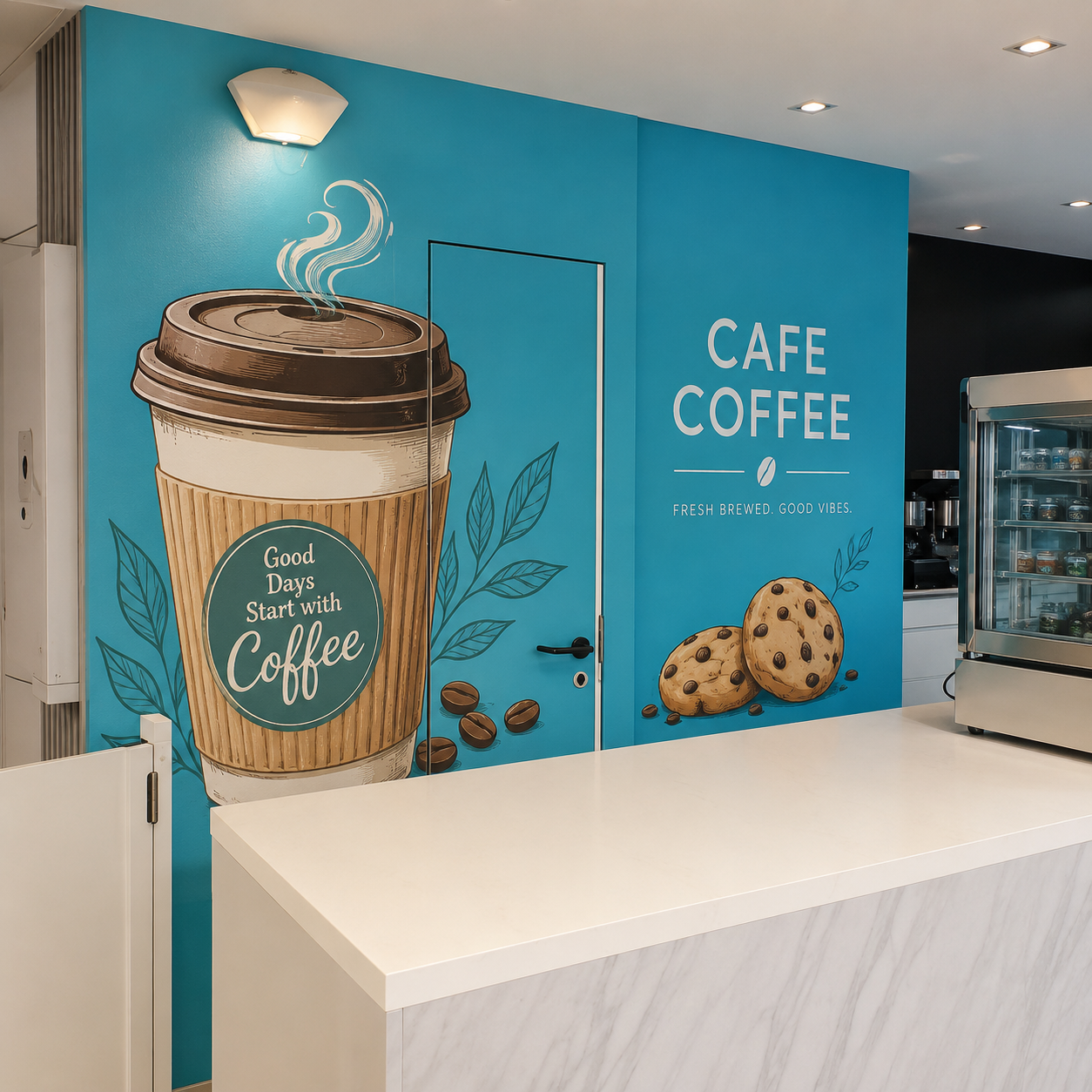 Cafe and restaurant shop window sticker branding
