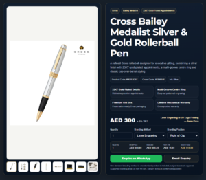 Peerless Polished Black PVD Swarovski Crystal Ballpoint Pen — related custom branded product in UAE