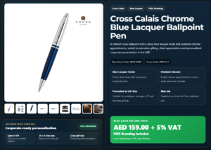 Cross Calais Chrome/Blue Lacquer Ballpoint Pen — related custom branded product in UAE