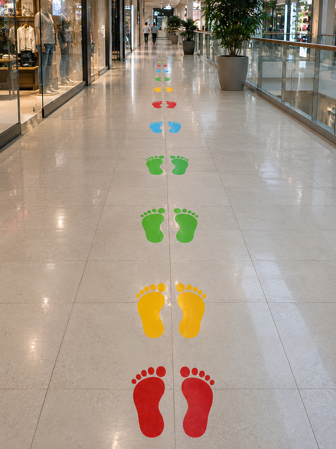 Footstep directional floor stickers
