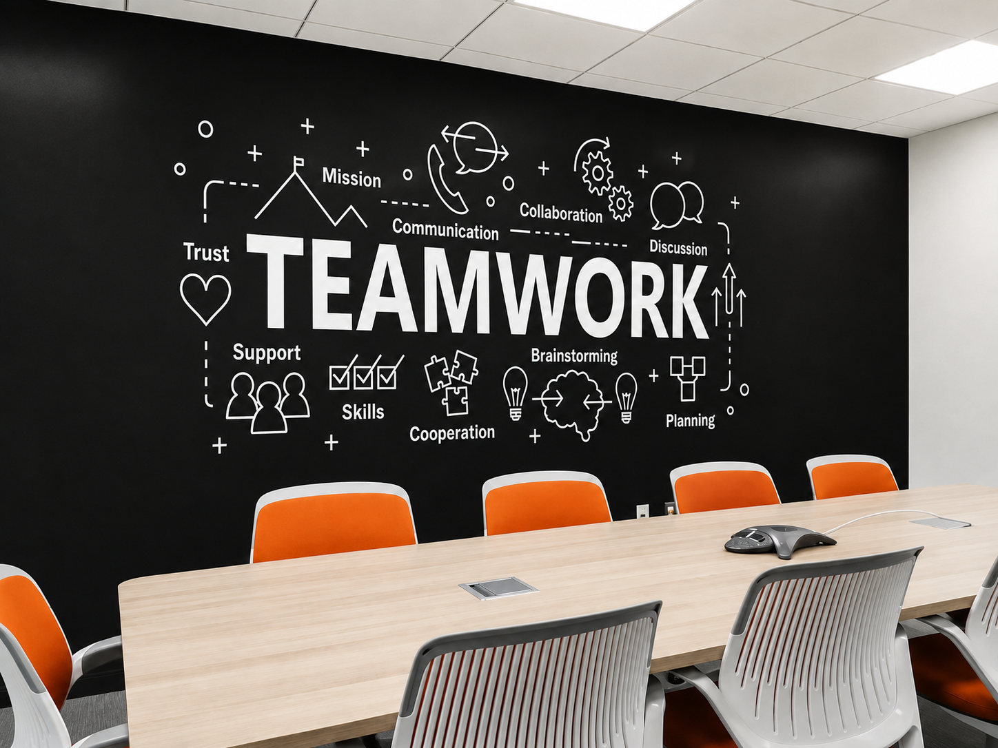 Meeting room wall branding