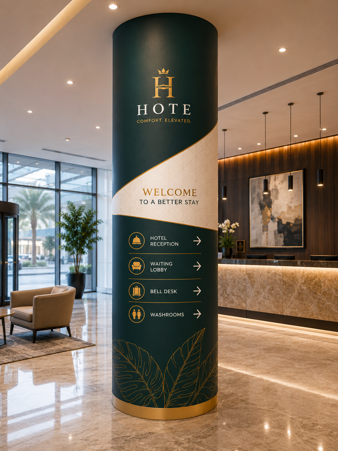Office reception and pillar branding