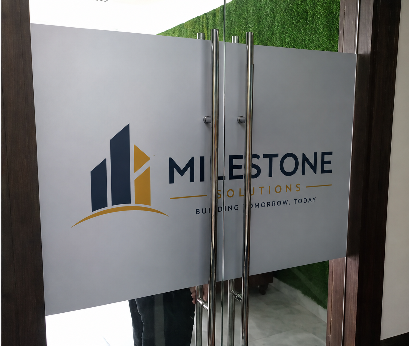 Glass door sandblast privacy band