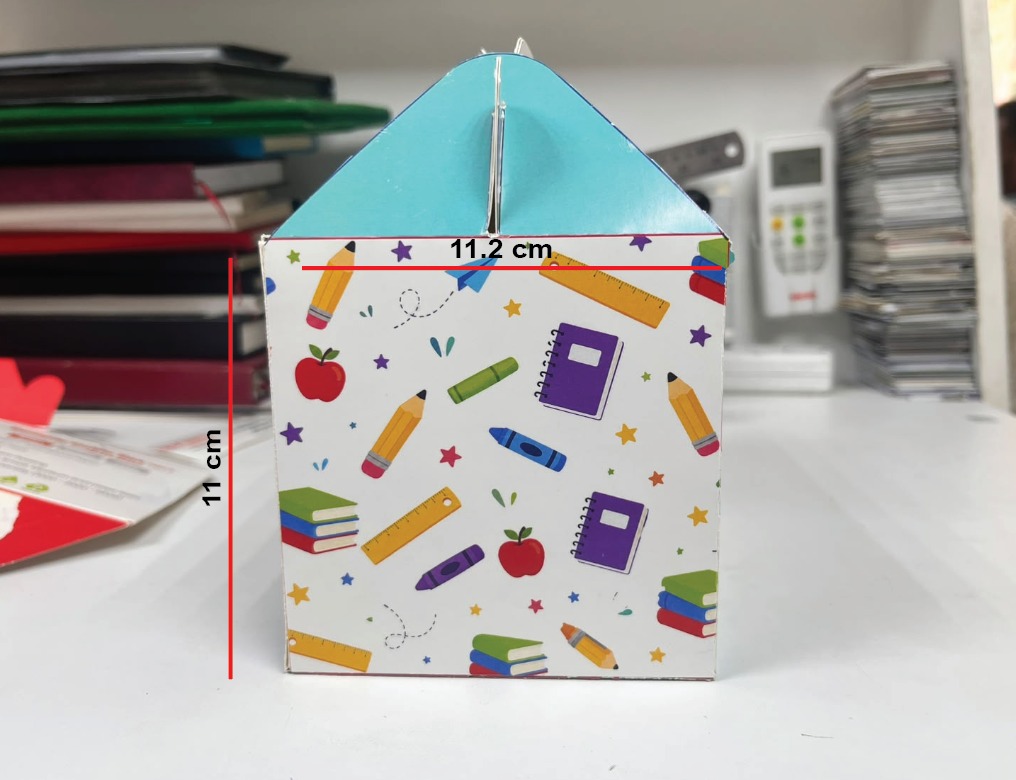Side view of approved gable box sample showing about 11.2 cm depth