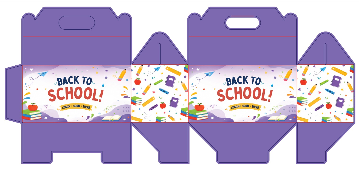 Back to School custom gable box design option 2 on dieline