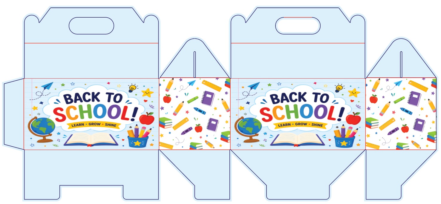 Back to School custom gable box design option 3 on dieline