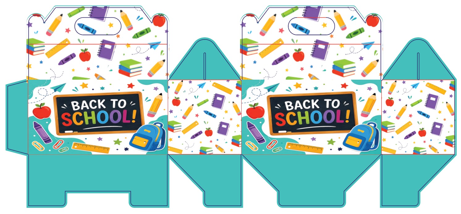 Back to School custom gable box design option 4 on dieline