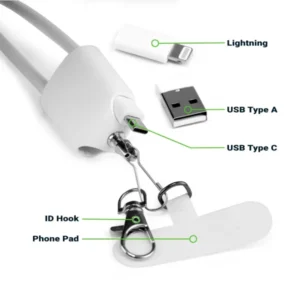 4 in 1 Lanyard Charging Cable 60W, 120cm Long with ID Hook & Phone Pad — related custom branded product in UAE