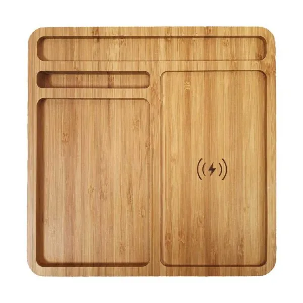 Bamboo 15W Wireless Desk Fast Charging Pad & Organizer — product photo 1
