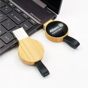 Bamboo Round LED Logo USB with Strap 64GB V. 3.0 — related custom branded product in UAE