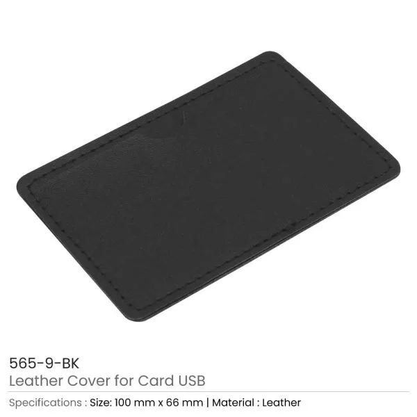 Black Leather Cover For Card Shaped USB Flash — product photo 1