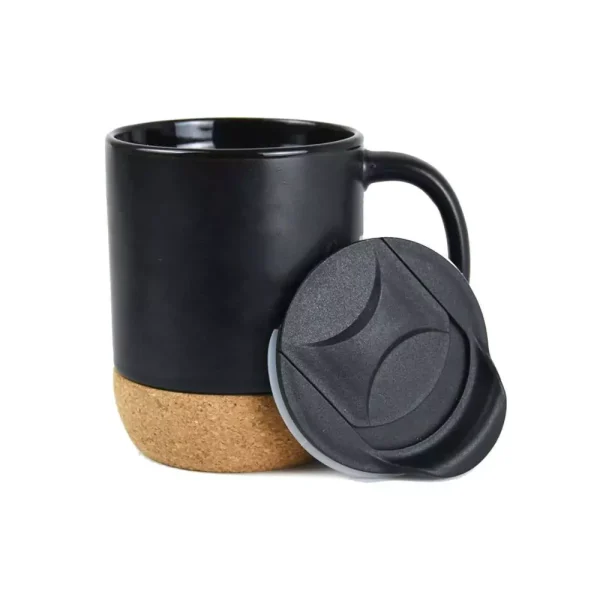 Ceramic Mugs with Lid and Cork Base 385 ml — product photo 1