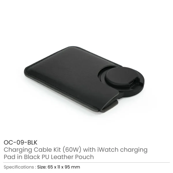 Charging Cable Kit (60W) with iWatch Charging Pad in PU Leather Pouch — product photo 1