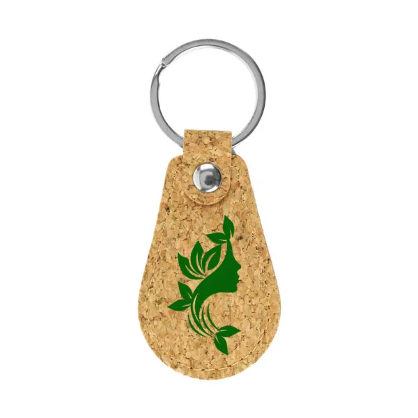 Cork PU Keychains with 32mm Metal Flat Key Ring — product photo 1