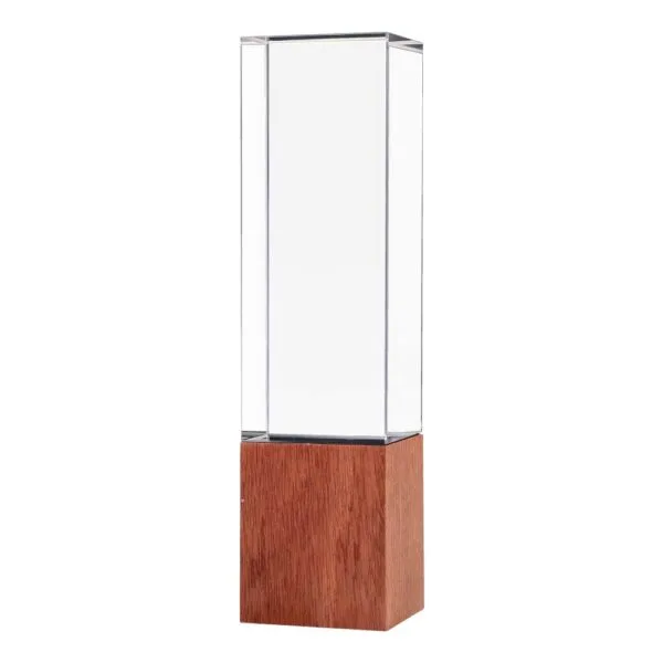 Cuboid Shaped Crystal Awards with Wooden Base — product photo 1