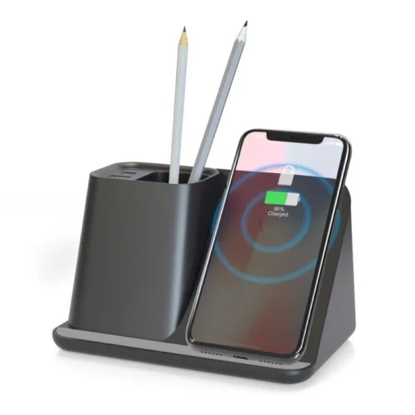 Desktop Pen Holder with 5W Wireless Charger — product photo 1