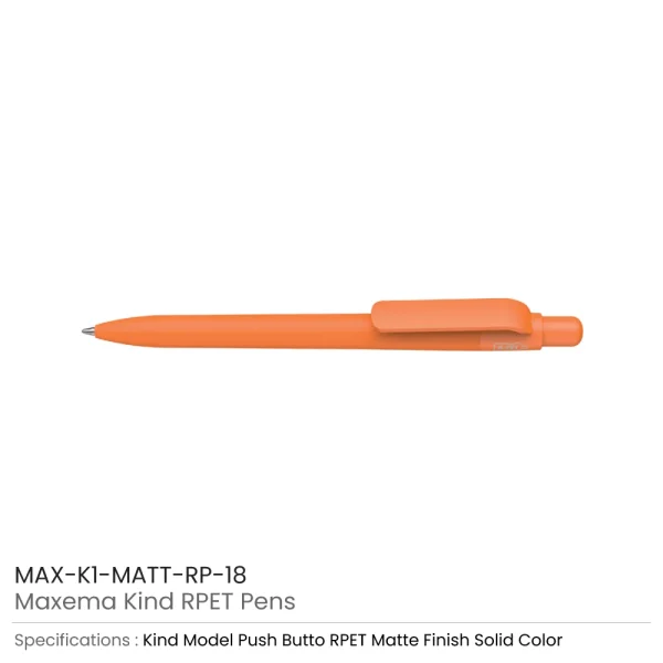 Maxema Kind rPET Pens, Matte Solid Color, Push Button Clip, Blue Ink — product photo 1