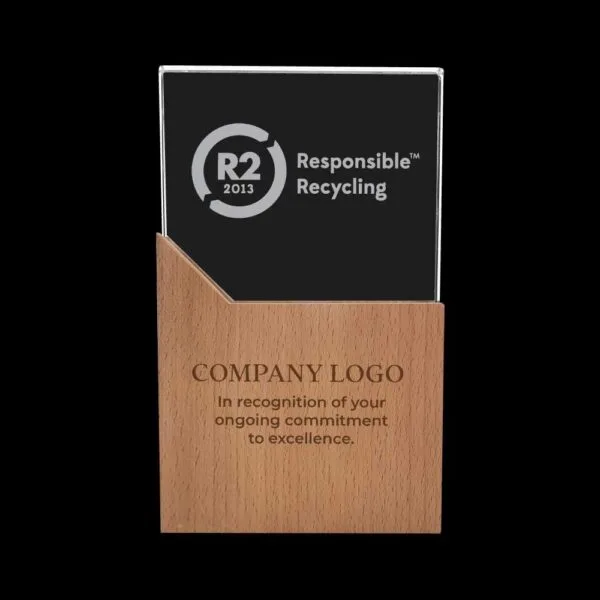 Rectangle Shaped Wood and Crystal Awards with Box — product photo 1