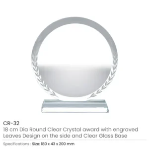 Round Clear Crystal Awards with Engraved Leaves in Premium Box — related custom branded product in UAE