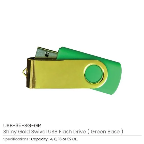 Shiny Gold Swivel USB Flash Drives — product photo 1