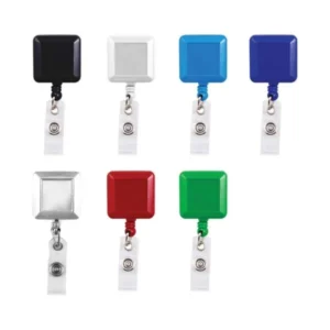 Square Badge Reels — related custom branded product in UAE
