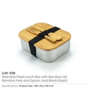 Stainless Steel Lunch Box with Bamboo Lid & Strap — related custom branded product in UAE