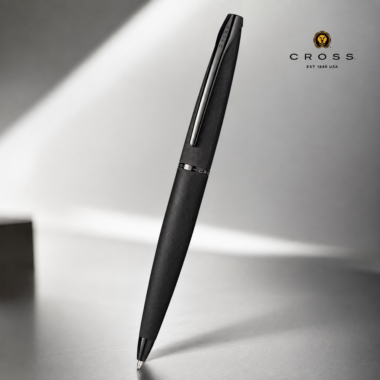 Cross ATX brushed black PVD ballpoint pen hero view