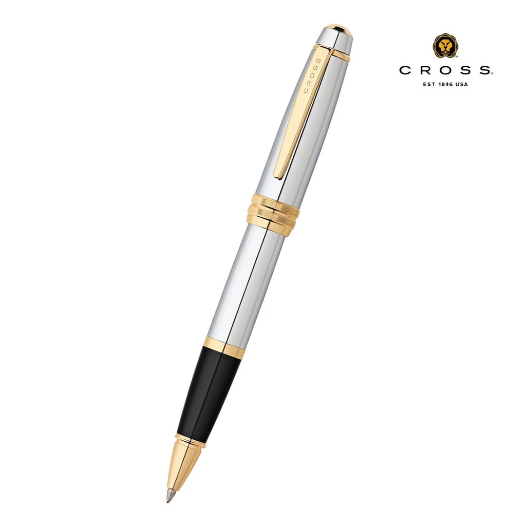Cross Bailey Medalist silver and gold rollerball pen angled hero view