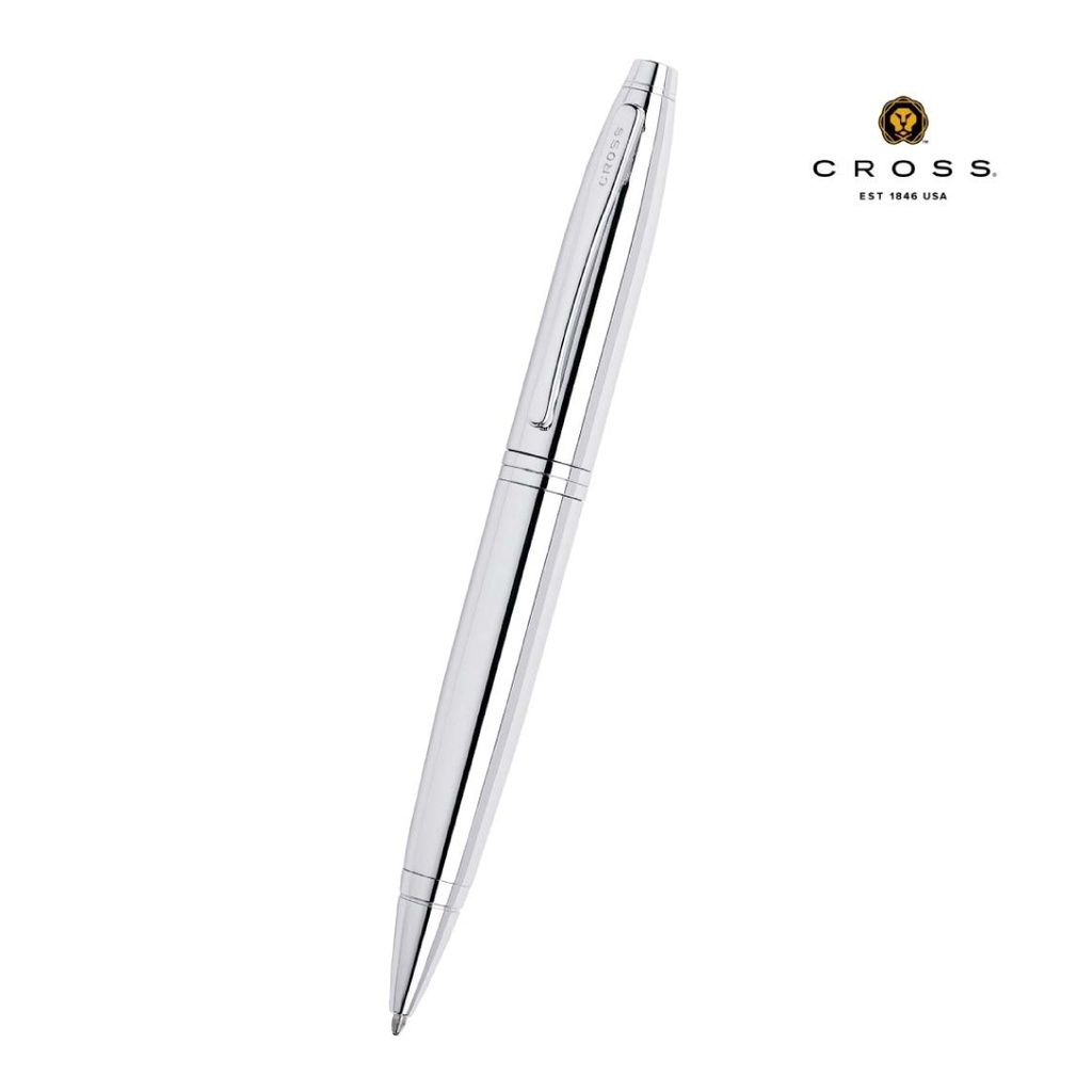 Cross Calais polished chrome ballpoint pen in silver hero view