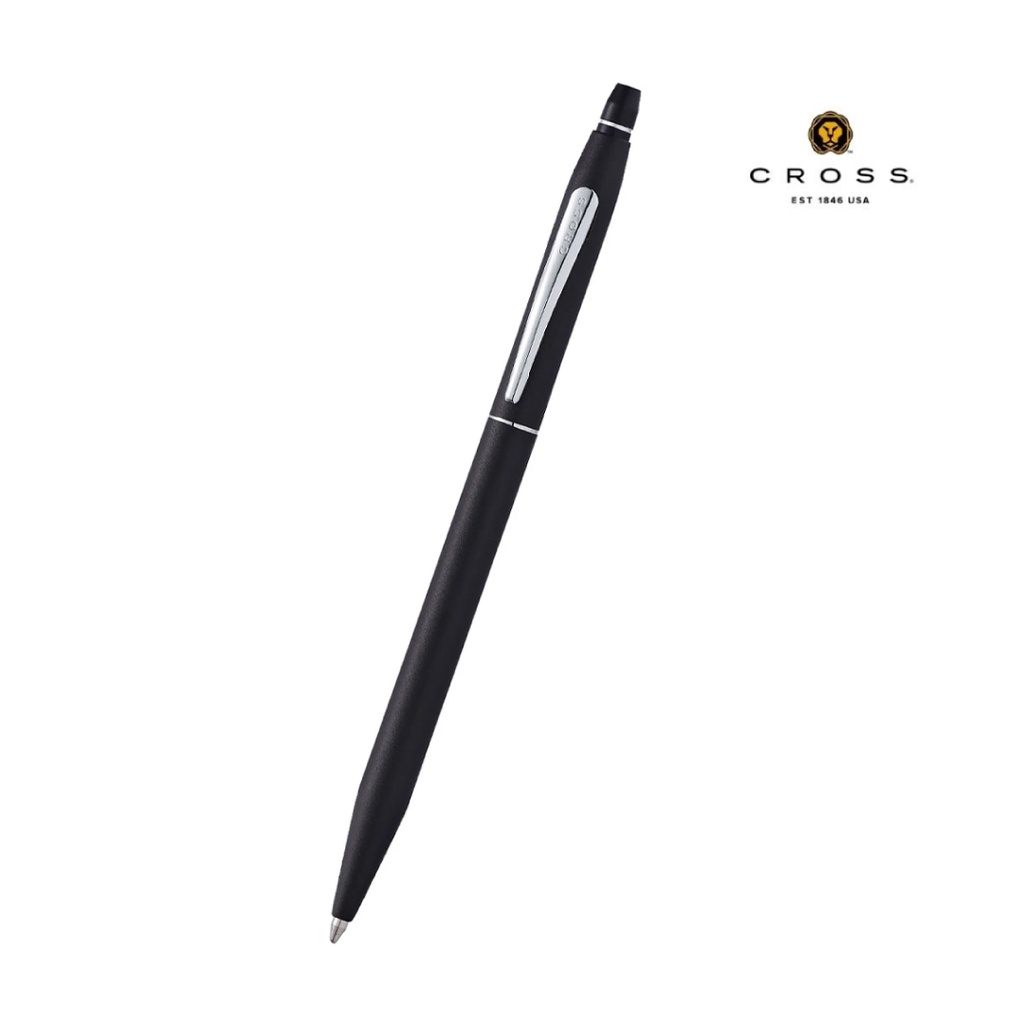 Cross Click Classic Black ballpoint pen hero view with chrome clip