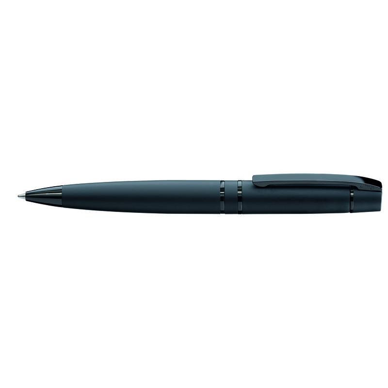 Side view of UMA VIP GUM black metal ballpoint pen for corporate branding