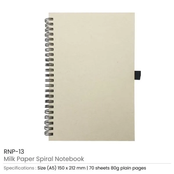 A5 Size Milk Paper Spiral Notebooks, 70 Sheets 80 GSM — product photo 1
