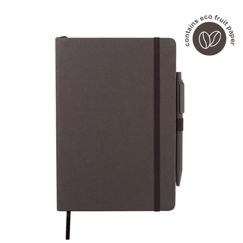 ABULA - eco-neutral A5 Hard Cover Notebook & Pen Set - Coffee Paper — product photo 1