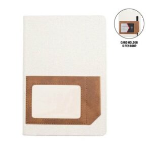 ADANA – Santhome Recycled Canvas A5 Hard Cover Notebook with PU Pocket – Beige — related custom branded product in UAE