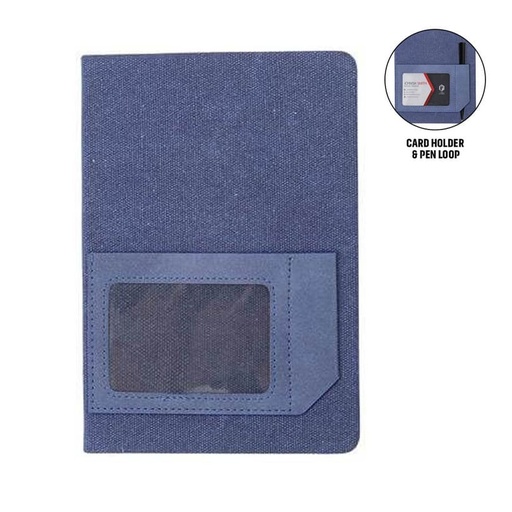ADANA - Santhome Recycled Canvas A5 Hard Cover Notebook with PU Pocket - Navy — product photo 1
