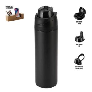 AERO SIP – Hans Larsen Recycled Stainless Steel Bottle with Dual Sip Lid – Black — related custom branded product in UAE