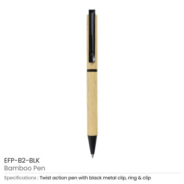 Bamboo Ball Pens, Twist Action, Blue Color Ink — product photo 1