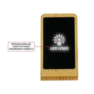 Bamboo Fast Wireless Charger Stand 15W with LED Logo — related custom branded product in UAE