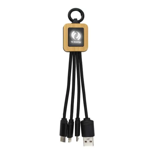 Bamboo Light Up Logo Multi-Charging Cables Type C — product photo 1