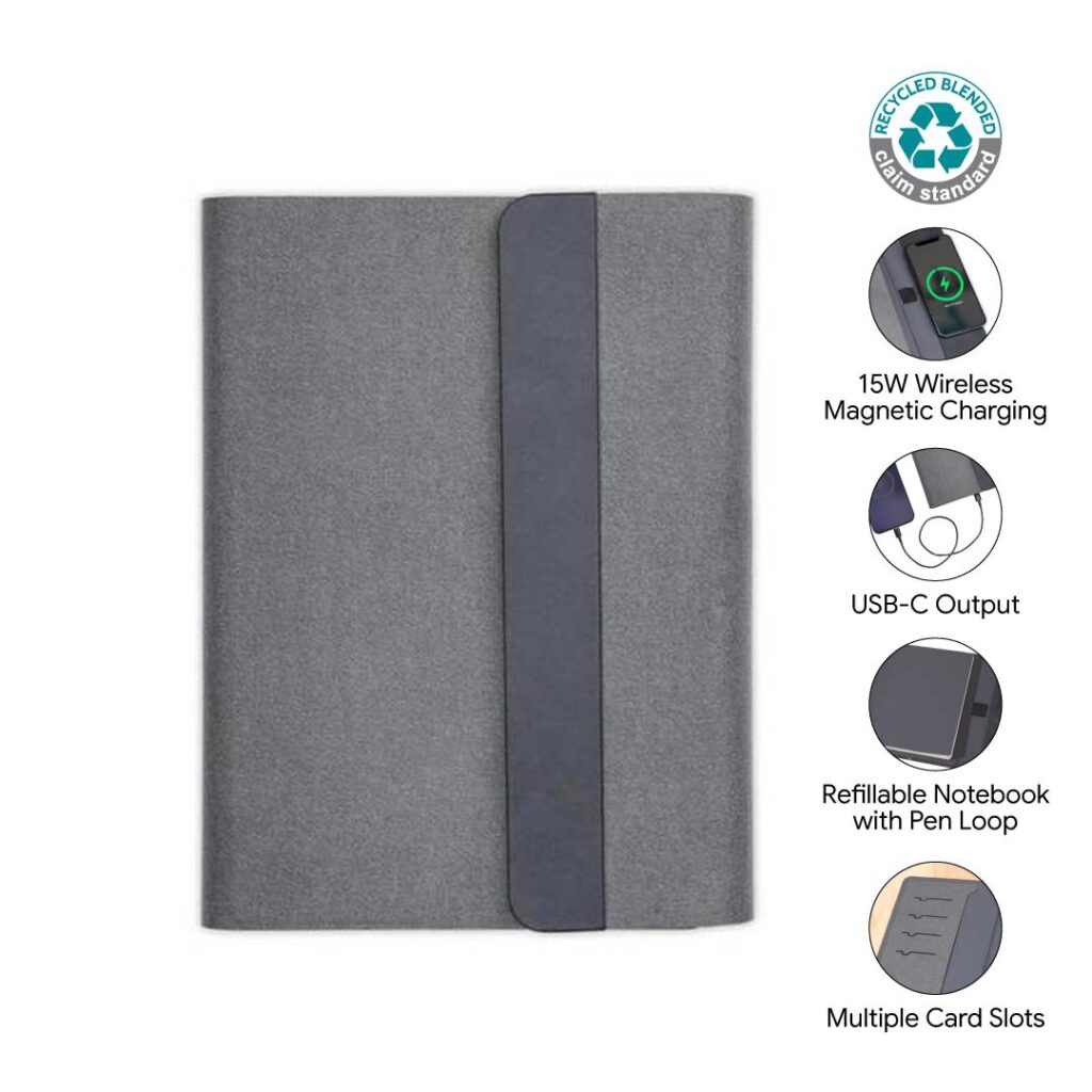 BERGMUND - Santhome 10000mAh Mag Wireless Powerbank Portfolio - Black — product photo 1