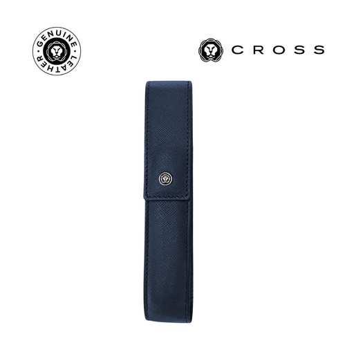 CROSS Leather Single Pen Case with Flap - Navy Blue — product photo 1