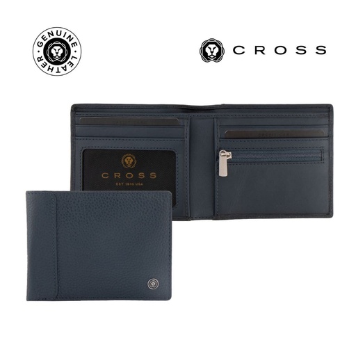 CROSS Pebble Leather 6CC Classic Fold Wallet with 6CC Cardholder - Navy Blue — product photo 1
