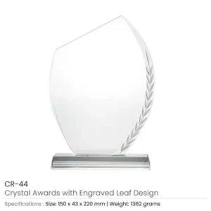 Crystal Awards with Engraved Leaf Design & Box — related custom branded product in UAE