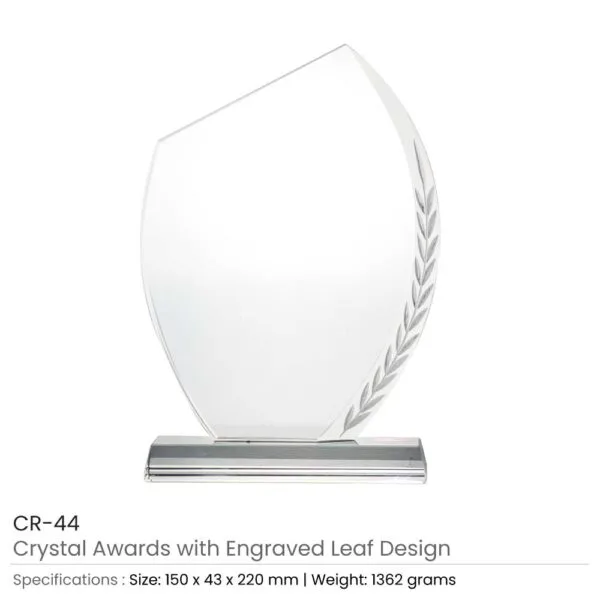 Crystal Awards with Engraved Leaf Design & Box — product photo 1