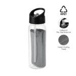DEVON - Giftology RPET Cooling Towel in RPET Bottle 800 ml - Black